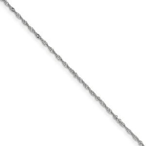 1.1mm, 14k White Gold, D/C Singapore Chain Necklace, 18 Inch